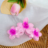 DAIIIBABYYY  -  Korean New Fashion 11cm Large Plumeria Candy Colored Flower Hair Clip Simple Plumeria Plastic Shark Clip Hair Accessories