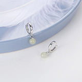 Daiiibabyyy 925 Stamp Silver Color Hetian Jade Earrings for Women Girls Gift Green And refreshing Jewelry Dropshipping