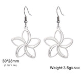 DAIIIBABYYY  -  Five petal Flower Pendant Stainless Steel Earrings For Women's Fashion Vintage Elegant Bohemian Summer Jewelry Gifts