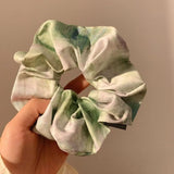 DAIIIBABYYY  -  1pcs Ancient Style Colorful Blue Green Oil Painting Scrunchies Large Hair Tie Ropes Women Elegant Ponytail Holder Girls Headwear