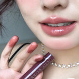 Daiiibabyyy Waterproof Pink Dark Brown Mirror Water Lip Gloss Lip Glaze Transparent Glass Lip Oil Liquid Lipstick Nude Clear Tint Makeup 1PC