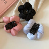 DAIIIBABYYY  -  2pcs Exquisite Sponge Puff Flower Hair Claw Pearl Korean Style Scrunchies Shark Clip Cloth Ponytail Holder Exaggerated Crab Clip