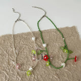 Daiiibabyyy Korean Summer Flower Acrylic Beaded Necklace for Our Party Fashion Jewelry