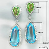 DAIIIBABYYY  -  2024 New High Quality Crystal Earrings Niche Design Sea Blue Zircon Wedding  Chic Ladies Dinner Jewelry Accessories