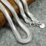 Daiiibabyyy Flat Necklace Silver Color Snake Chain Men Gift Jewelry Various Length Soft Snake Bone Flat Snake Necklace For Women Men