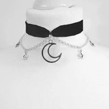 DAIIIBABYYY  -  Goth Dainty Chain Crescent Moon and Stars Sparkle Choker Witch Necklace Silver Colour Pendant Punk Jewelry Women Gift Gothic New