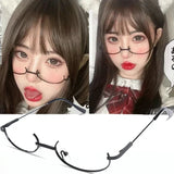 DAIIIBABYYY  -  Harajuku Half Frames Glasses Women Vintage Metal Oval No Lens Optical Spectacles Eyewear Girls Cosplay Photography Eyeglasses