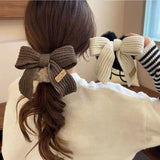 Daiiibabyyy Fashion Winter Solid Lamb Wool Bowel Hair Rings Knitted Wool Bow Hair Tie for Girls Hair Accessories