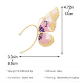 Daiiibabyyy Sweet Colorful Gradient Butterfly Clip Earrings for Women Romantic Rhinestone Genie Ear Loop Ear Accessories Fashion Jewelry