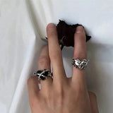 Daiiibabyyy Silver Color Thorns Love Ring for Women Girl Gift Lovers Retro Irregular Opening Jewelry Dropshipping  Wholesale