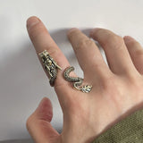 DAIIIBABYYY  -  Vintage Personality Gold-Plated Cigarette Holder Ring of Cigarette Holder Bracket Chinese Dragon Rings for Men Party Jewelry