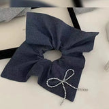 DAIIIBABYYY  -  Advanced minimalist denim headband Korean niche bow minimalist temperament back of the head bun headband new hair accessory