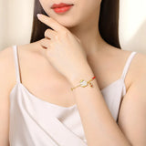 Daiiibabyyy 925 Stamp Gold Color Rabbit Bracelet For Women Girl Hotan Jade Lucky Asymmetry Jewelry New Year Gift Dropshipping