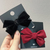 DAIIIBABYYY  -  Vintage Autumn Winter New Suede Temperament Velvet Fabric Bow Hair Clip Duck Beak Clip Hair Accessories