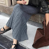 DAIIIBABYYY  -  Women's Twists Detail Sweater Fishtail Skirt Elegant Fashion Low Waisted Bodycon Maxi Skirts Winter Streetwear Basic