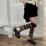 Daiiibabyyy Y2K Brown Star Leg Warmers Stockings Knitted Socks Gothic Cover Stockings Japanese JK Leg Warmers Gothic Hot Girl Accessories