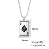 DAIIIBABYYY  -  New Stainless Steel Poker Card Ace of Spades Pendant Chain Necklace For Men Women Jewelry Hip Hop Jewelry Gifts Wholesale