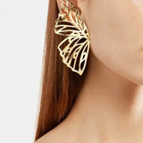 Daiiibabyyy Vintage Trendy Hollow Butterfly Drop Dangle Earring for Women Metal Large Wing Pendant Ear Statement for Women Jewelry