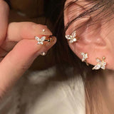 DAIIIBABYYY  -  1Pcs Gold Color Zircon Butterfly Ear Clip Female Luxury Shiny Crystal Non-Piercing Fake Cartilage Ear Cuff Jewelry Gifts