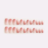 Daiiibabyyy 24pcs Short Pink Gradient False Toe Nails Summer Full Cover Wearing Nail Art Pattern Removable Nail Stickers with Glue