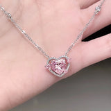 Daiiibabyyy New 925 Sterling Silver Luxury Zircon Sweet Heart Pendant Necklaces For Women Designer Jewelry Gift Female Jewelry Free Shipping