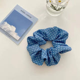 DAIIIBABYYY  -  Sunny Fresh Mojito Blue Scrunchies Floral Plaid Polka Dots White Hair Ropes Ties College Young Girls Hair Accessories Headband