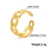 DAIIIBABYYY  -  Fried Dough Twists Bead Lock Knot Chain Horseshoe Lock Shoe Buckle Stainless Steel Ring Women Fashion Simple Jewelry Gift