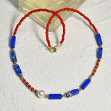 Daiiibabyyy New Bohemia Seed Beaded Natural Stone Choker Necklace for Women Girls Beach Boho Party Trend Jewelry