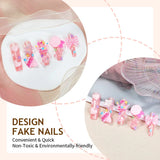 DAIIIBABYYY  -  24pcs 3D Resin Candy Bow Star Decor False Nails Long Ballet Pink Press on Nails for Girls Full Cover Wearable Fake Nail Patches