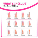 DAIIIBABYYYY  -  24pcs 3D Flowers Design Press on Nails Gradient Sweet Pink False Nails Patch French Long Almond Fake Nails Tips for Girls