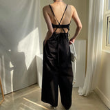 DAIIIBABYYY  -  Elegant Sexy Jumpsuits Zipper Women Sleeveless Loose Trousers Wide Leg Pants Rompers Holiday High Waisted Backless Overalls