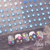 Daiiibabyyy Colorful Blue Pink Silver Star Nail Stickers Irregular Self-Adhesive Sliders Nail Art Decoration Decals DIY Kawaii Accesories