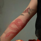 Daiiibabyyy Big Size Red Snake Waterproof Temporary Tattoo Stickers For Cool Women Men Body Art Waist Decals Fake Tatto Summer