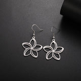 DAIIIBABYYY  -  Five petal Flower Pendant Stainless Steel Earrings For Women's Fashion Vintage Elegant Bohemian Summer Jewelry Gifts