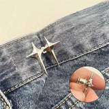 DAIIIBABYYY  -  Flowers Clover Stars Alloy Pants Tighten Waist Brooches Buckle Pins Waist Clip Adjustable Snap Detachable Button for Pants Jeans