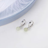 Daiiibabyyy 925 Stamp Silver Color Hetian Jade Earrings for Women Girls Gift Green And refreshing Jewelry Dropshipping