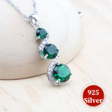 Daiiibabyyy Bridal Silver 925  Jewelry Sets Round Green Zircon Bracelets Earrings Rings Pendant Wedding Necklace Set For Women