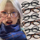 DAIIIBABYYY  -  Y2K Girls Retro Oval Frame Glasses Women Female Leopard Cool Eyewear Trend Brand Reading Computer Anti Blue Light Eyeglasses