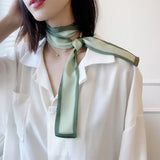 DAIIIBABYYY  -  High-Grade Narrow Strip Solid Color Series Silk Scarf Hair Band Ribbon Tied-Up Hair Long Bow Retro Satin Ribbon Hair Accessories