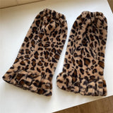 Daiiibabyyy Sexy Leopard Print Fur Leg Warmers Y2K Socks Thigh High Socks Harajuku Boot Cuffs Socks Zebra Lolita Socks Thigh Garter Socks