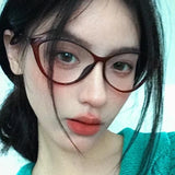 DAIIIBABYYY  -  Retro Big Frame Cat Eye Eyewear Spicy Girls Reading Glasses Solid Color Black Leopard Anti Blue Light Lenses Eyeglasses Goggles