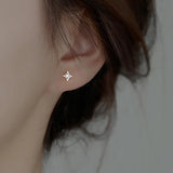 Daiiibabyyy 925 Silver Needle Simple Inlaid Zircon for Women Wedding Jewelry Accessories Leaf Star Butterfly Silver Color Earrings Wholesale