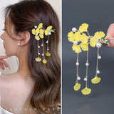 DAIIIBABYYY  -  New Chinese Style Yellow Ginkgo Leaf Pearl Tassel Hairpin Female Trendy Charms Hair Clip Bridal Wedding Jewelry Exquisite Gift