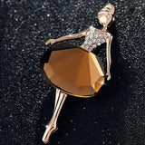 Daiiibabyyy Fashion Rhinestone Cute Dancing Girl Brooches Crystal Ballet Dancer Brooch Pins for Women Wedding Corsage Accessories Jewelry