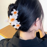 DAIIIBABYYY  -  Korean New Fashion 11cm Large Plumeria Candy Colored Flower Hair Clip Simple Plumeria Plastic Shark Clip Hair Accessories