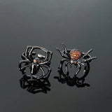 DAIIIBABYYY  -  Gothic Fashion Rings for Women Girls Crystal Black Spider Open Ring Hip Hop Punk Irregular Animal Finger Jewelry Halloween Gift