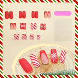 DAIIIBABYYY  -  24pcs Red Matte Fake Nails Christmas Snowflake Stripe Pattern False Nail Tips Wearable 2025 New Year Gifts Press on Nails