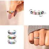 DAIIIBABYYY  -   Stainless Steel Drip Oil Rotate Bead Anxiety Rings for Women Fashion Colorful Enamel Unisex Fidget Ring Trendy Jewelry