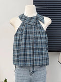 DAIIIBABYYY  -  Sweet Hot Girl Pure Sexy Retro Plaid Off Shoulder Tank for Women's Summer A-line Sleeveless Shirt Top Fashion Female Clothes