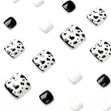 DAIIIBABYYY  -  False Toe Nails   black and white  Simple Wearing Nail Art Pattern Removable Nail Stickers acrylic press ons 24psc for feet